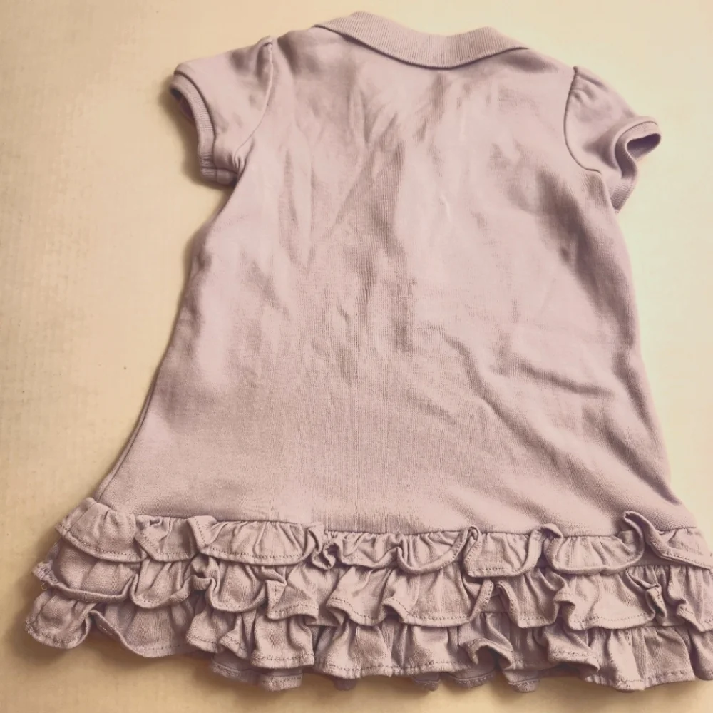 Ralph Lauren Baby Girls Purple Lavender Lilac Ruffled Polo Style Dress Size 6M